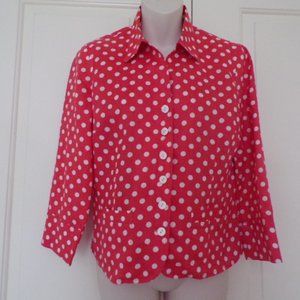 Talbots Orange Polka Dot Shirt 2 Pockets Size 4